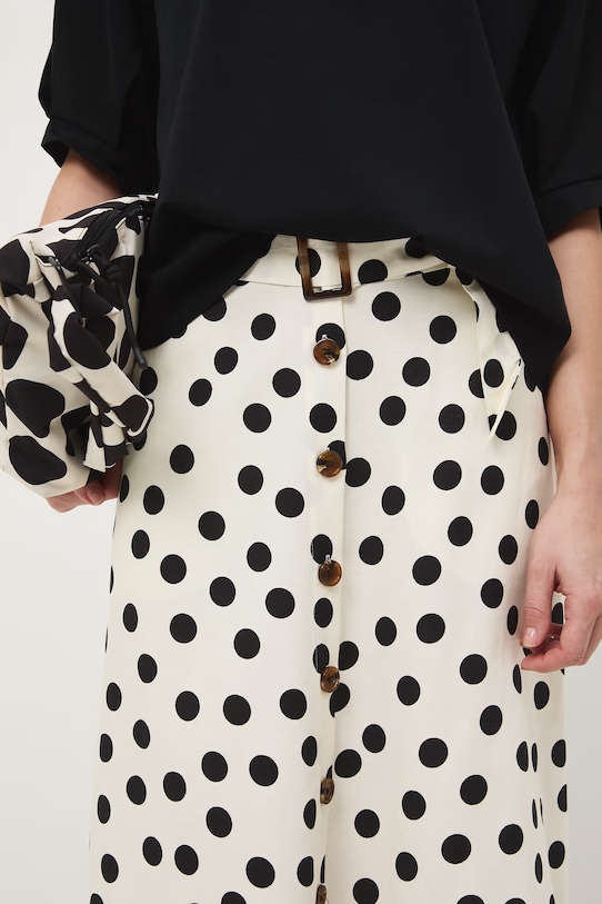 Medicine spódnica trapezowa z dodatkiem lnu beżowy RS26-SDD072