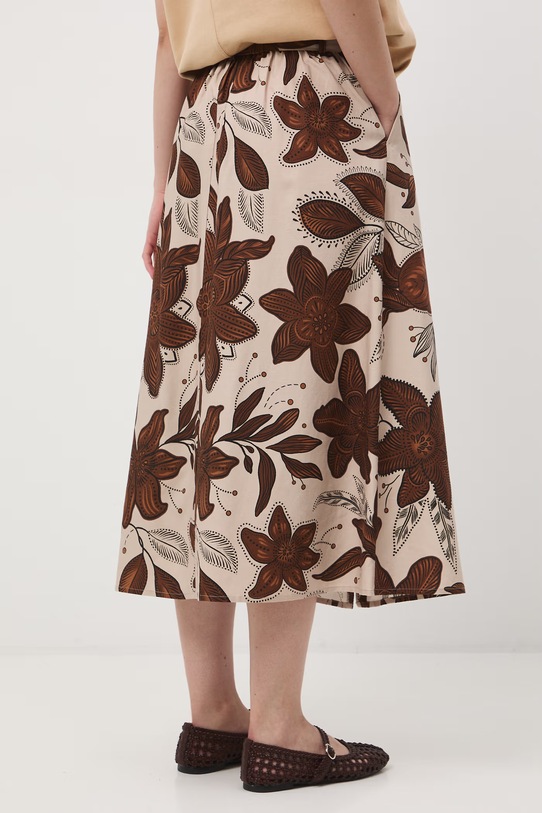 Oblečenie Sukňa áčkového strihu s prímesou ľanu s opaskom RS26-SDD072 béžová