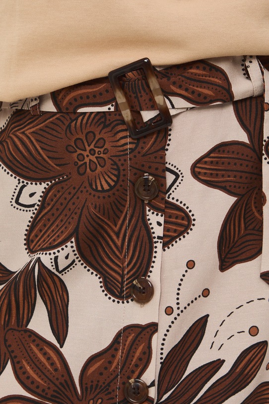 Sukňa áčkového strihu s prímesou ľanu s opaskom béžová RS26-SDD072