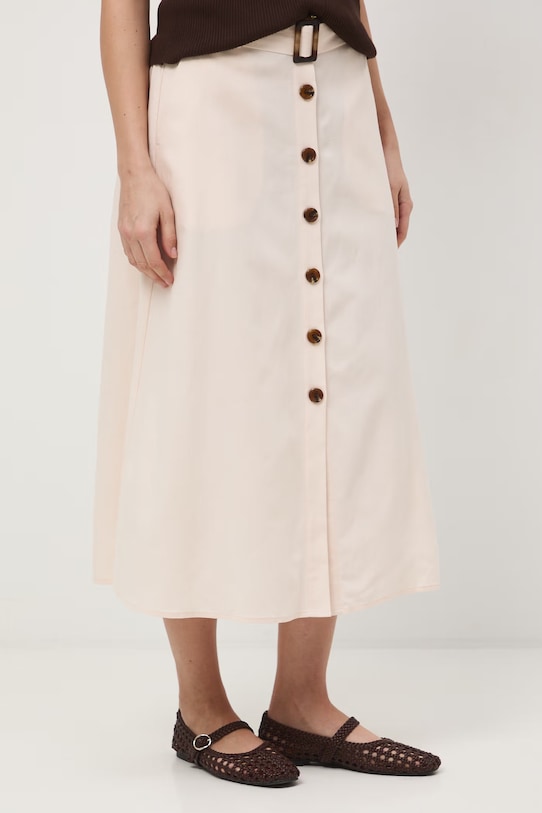 Medicine spódnica trapezowa z dodatkiem lnu beżowy RS26-SDD072