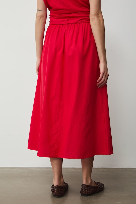 Odzież Medicine spódnica trapezowa z dodatkiem lnu RS26-SDD072 czerwony