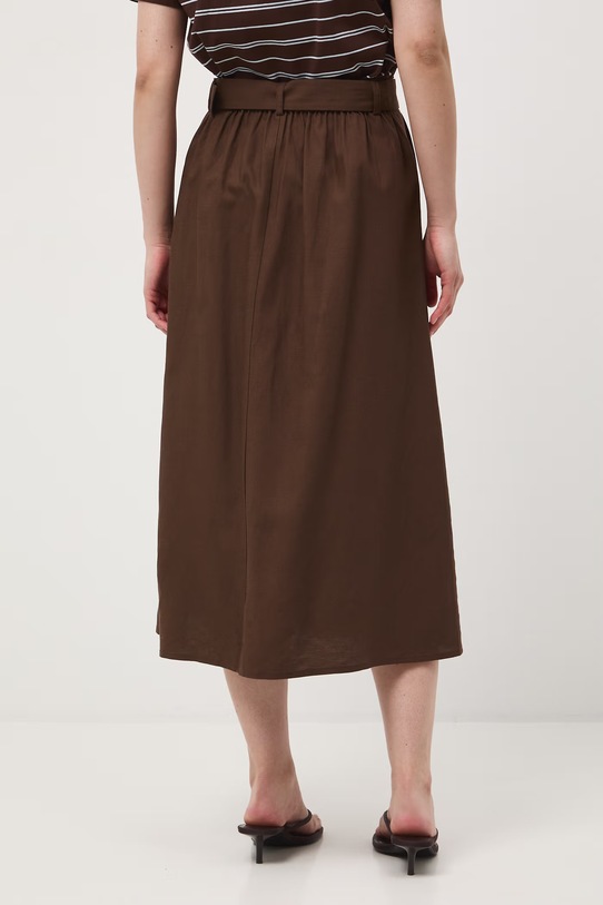 Oblečenie Sukňa áčkového strihu s prímesou ľanu s opaskom RS26-SDD072 hnedá