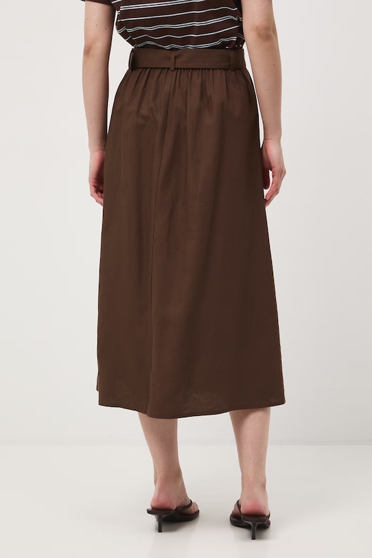 Odzież Medicine spódnica trapezowa z dodatkiem lnu RS26-SDD072 brązowy