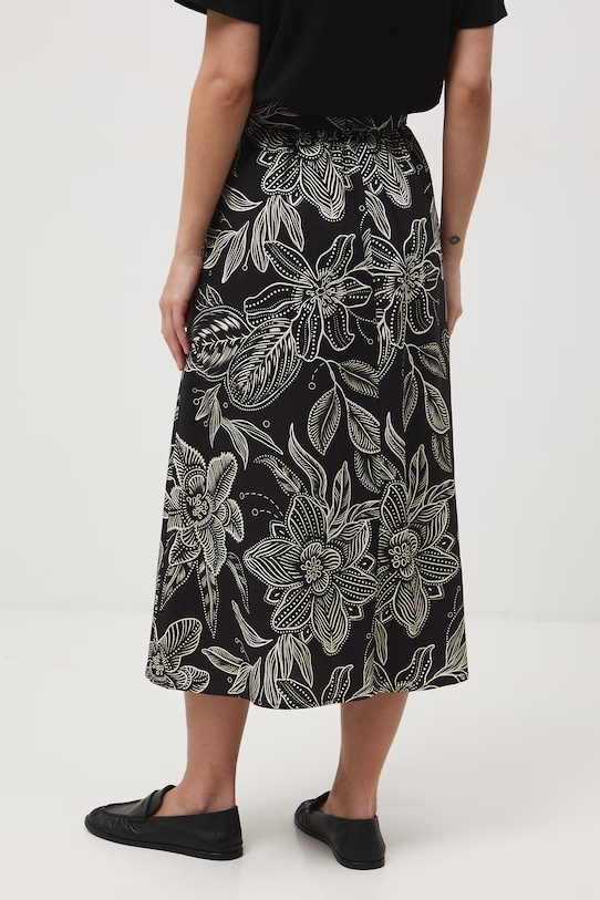 Odzież Medicine spódnica trapezowa z dodatkiem lnu RS26-SDD072 czarny