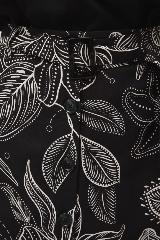 Spódnica trapezowa z dodatkiem lnu z paskiem czarny RS26-SDD072