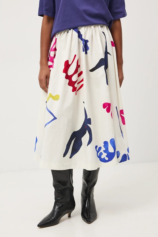 Bavlněná sukně dámská midi, z kolekce Eviva L'arte RS26-SDD254 béžová RS26