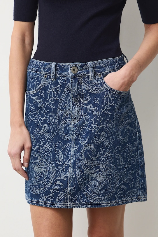Džínová sukně dámská ze vzorovaného žakáru námořnická modř RS26-SDD301