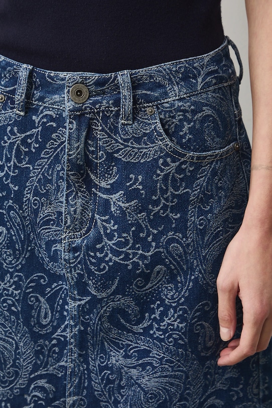 Džínová sukně dámská ze vzorovaného žakáru RS26-SDD301 námořnická modř