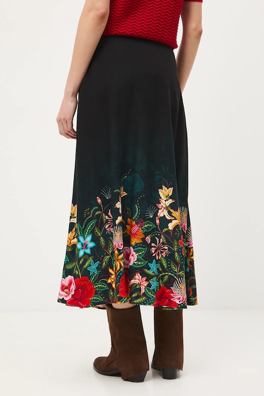Odzież Spódnica damska maxi z wiskozy w kwiaty RS26-SDD427 czarny