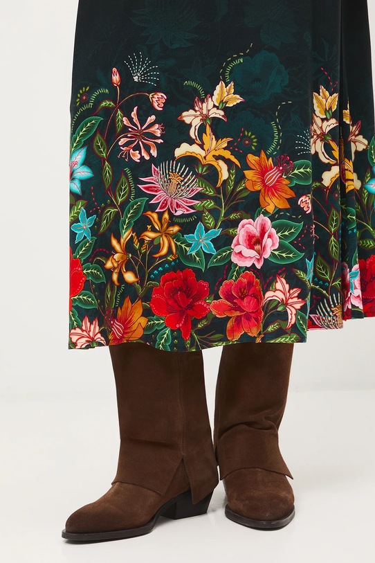 Spódnica damska maxi z wiskozy w kwiaty czarny RS26-SDD427