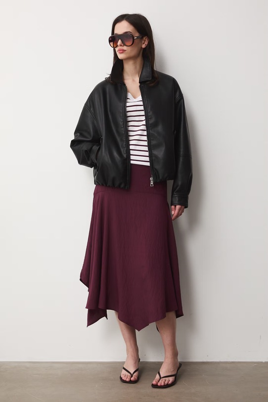 Medicine spódnica asymetryczna z modalem RS26-SDD701 bordowy RS26