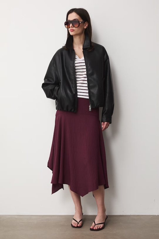 Medicine spódnica asymetryczna z modalem RS26-SDD701 bordowy RS26