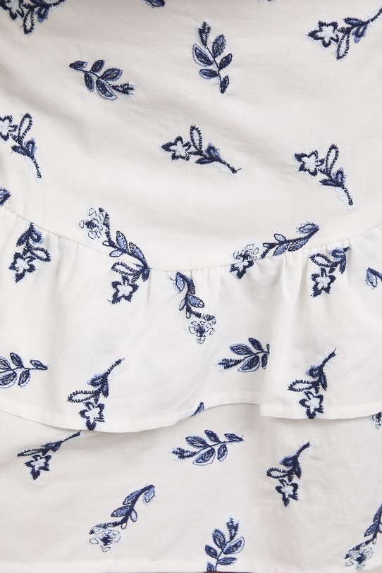 Spódnica z wiskozą z haftami biały RS26-SDD800