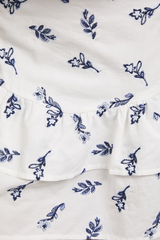 Spódnica z wiskozą z haftami biały RS26-SDD800