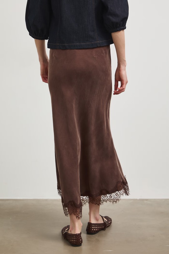 Odzież Spódnica maxi z cupro RS26-SDD801 brązowy