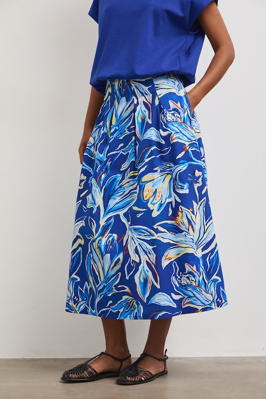 Spódnica bawełniana midi granatowy RS26-SDD805