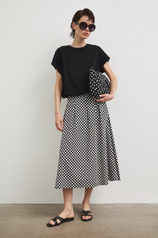 Spódnica bawełniana midi czarny RS26-SDD805