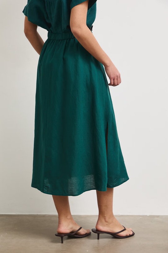 Odzież Spódnica z lnem gładka RS26-SDD901 turkusowy