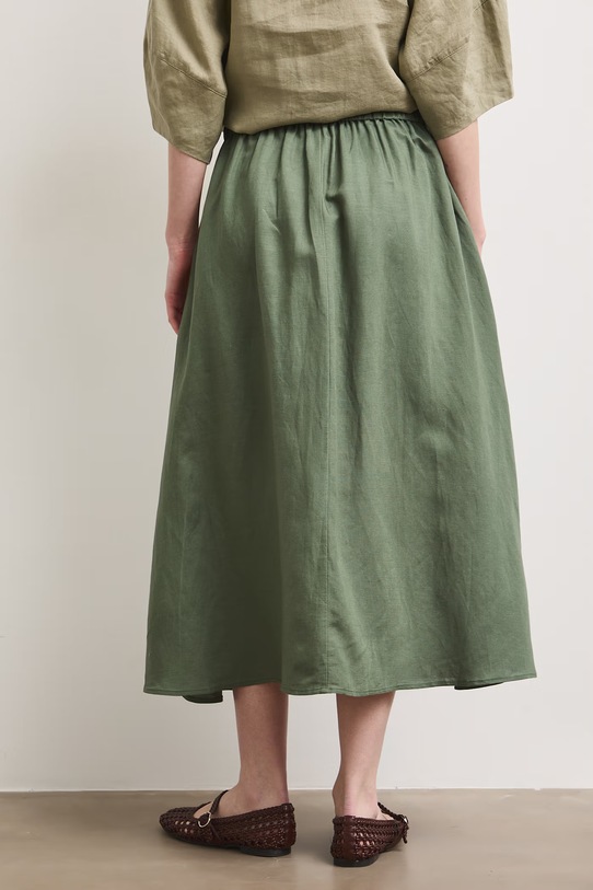 Odzież Spódnica z lnem gładka RS26-SDD901 zielony