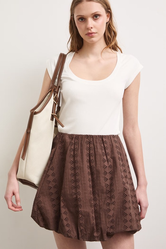 Spódnica bombka bawełniana brązowy RS26-SDD904