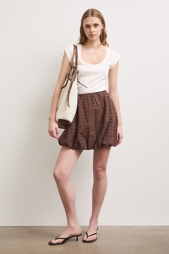 Spódnica bombka bawełniana RS26-SDD904 brązowy RS26