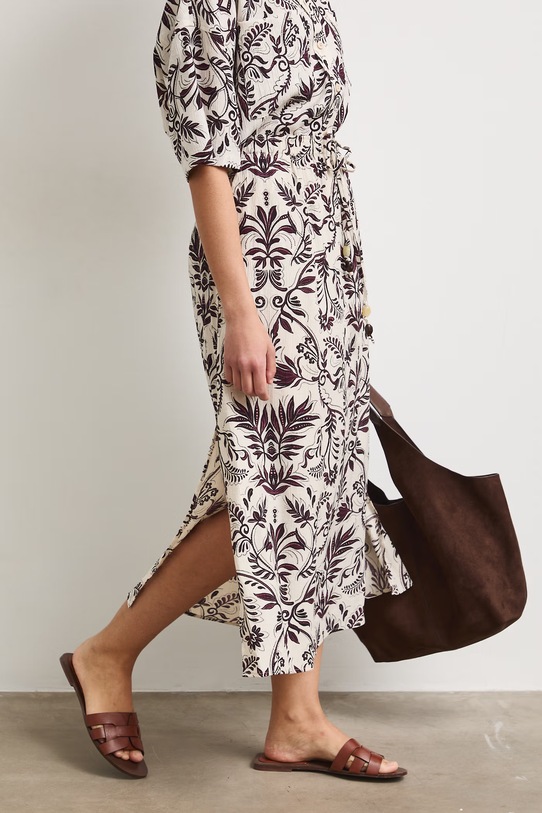 Spódnica trapezowa z wiskozą beżowy RS26-SDD905