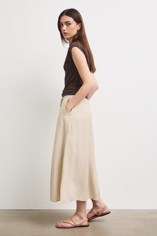 Spódnica trapezowa z wiskozą beżowy RS26-SDD905