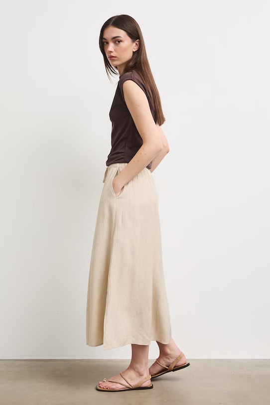 Spódnica trapezowa z wiskozą beżowy RS26-SDD905