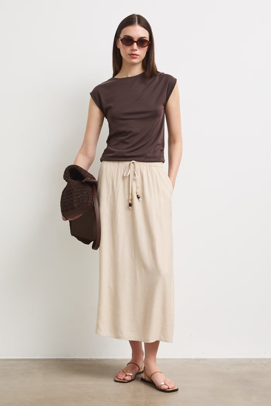Spódnica trapezowa z wiskozą RS26-SDD905 beżowy RS26