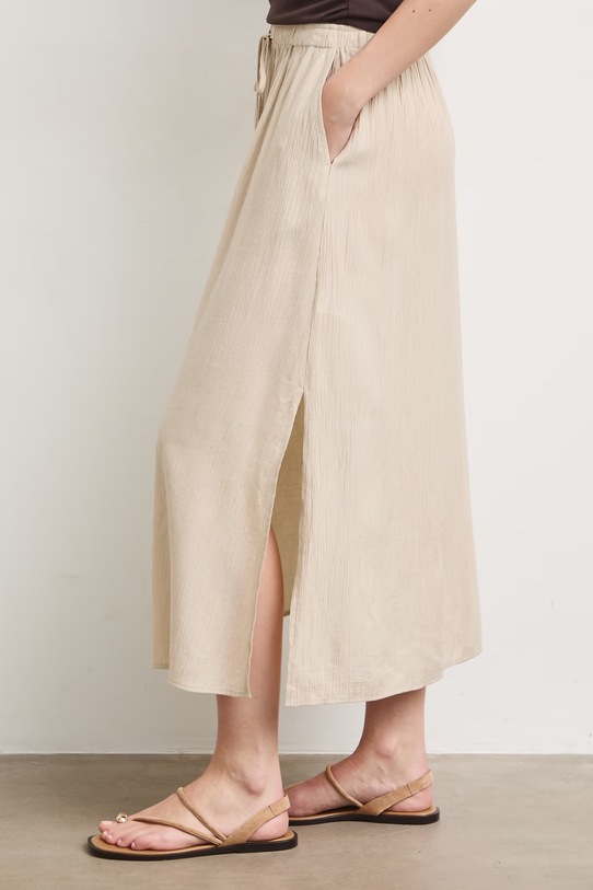 Spódnica trapezowa z wiskozą beżowy RS26-SDD905