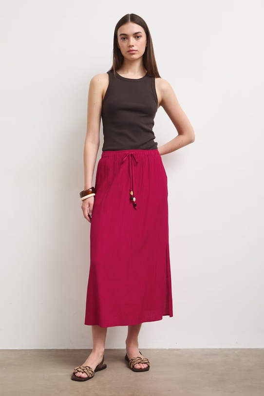 Spódnica trapezowa z wiskozą RS26-SDD905 czerwony RS26