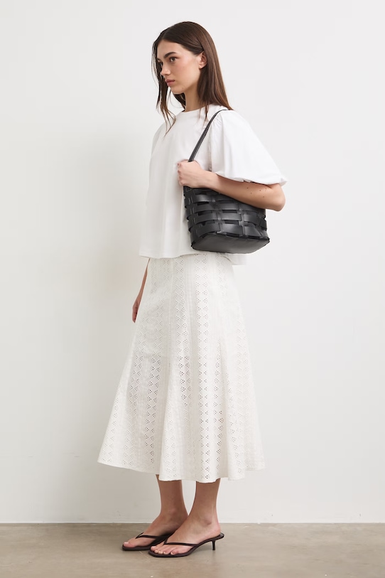 Spódnica trapezowa bawełniana biały RS26-SDD908