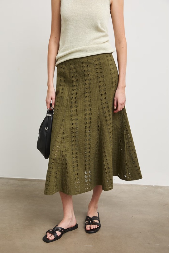 Spódnica trapezowa bawełniana zielony RS26-SDD908