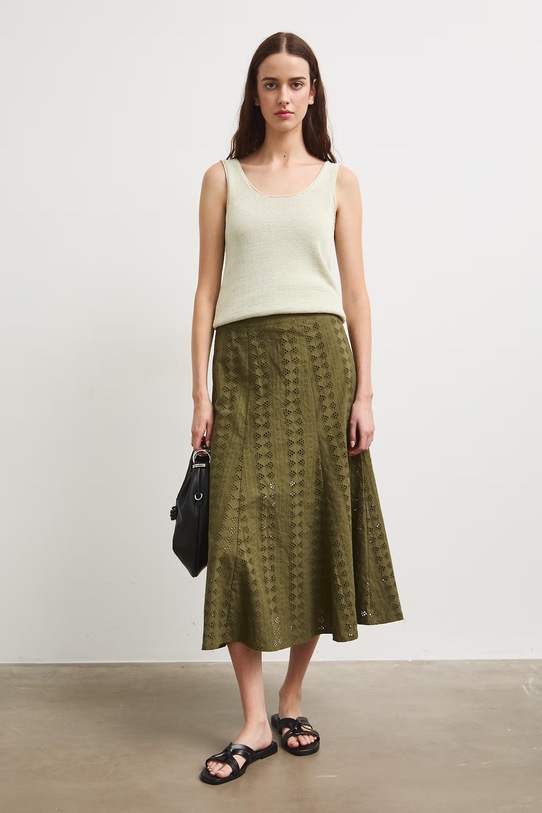 Spódnica trapezowa bawełniana RS26-SDD908 zielony RS26