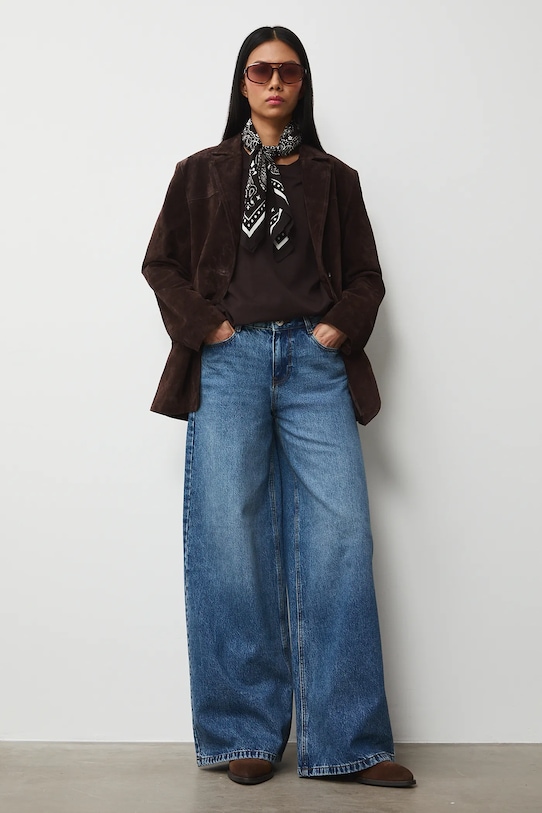 Medicine jeansy wide leg damskie niebieski RS26-SJD302