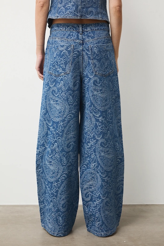 Oblečení Džíny dámské wide leg, se vzorem RS26-SJD309 modrá