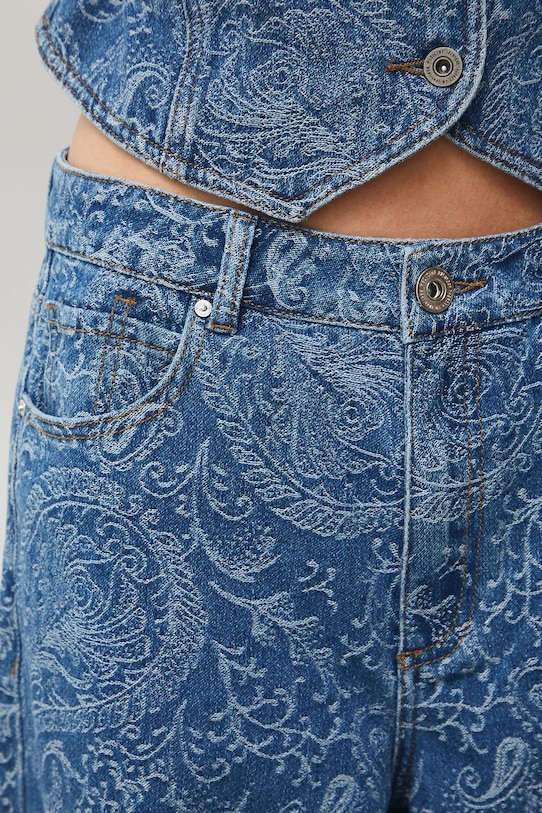 Džíny dámské wide leg, se vzorem modrá RS26-SJD309