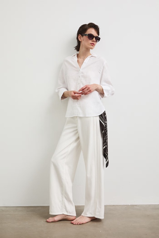 Jeansy wide leg damskie biały RS26-SJD800