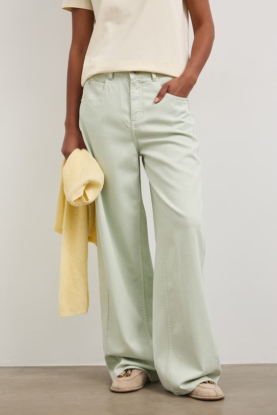 Jeansy wide leg damskie RS26-SJD800 zielony RS26