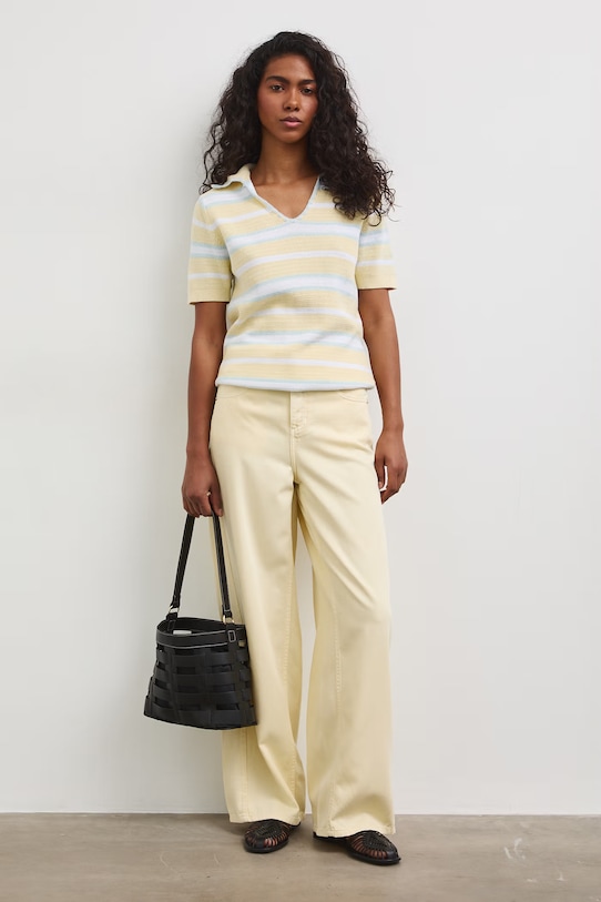 Jeansy wide leg damskie żółty RS26-SJD800