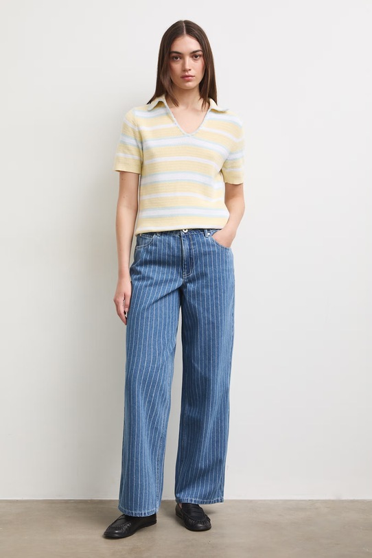 Jeansy wide leg damskie niebieski RS26-SJD801