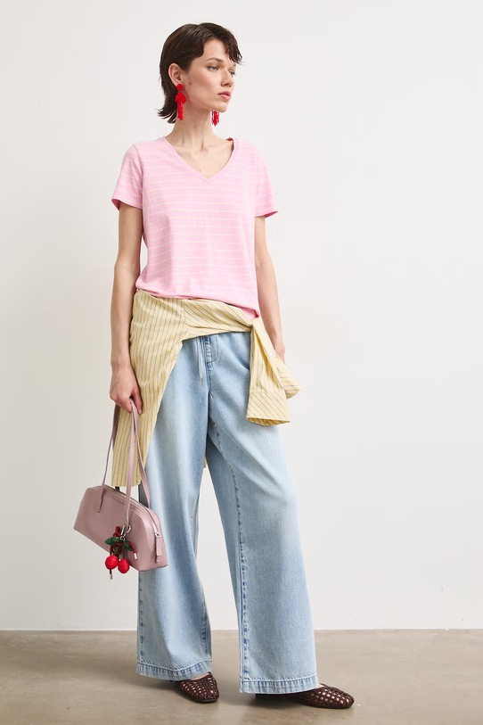 Jeansy wide leg damskie niebieski RS26-SJD802