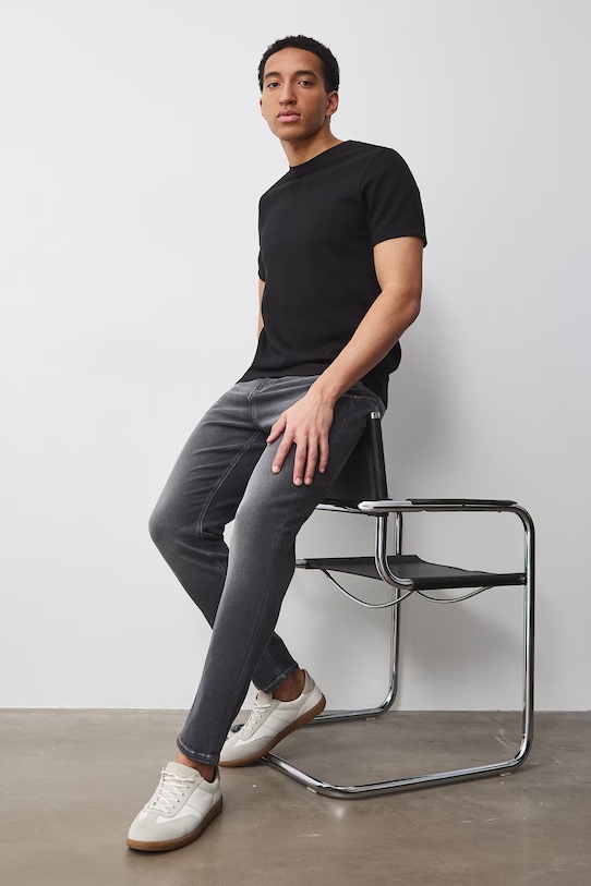 Jeansy tapered męskie szary RS26-SJM606