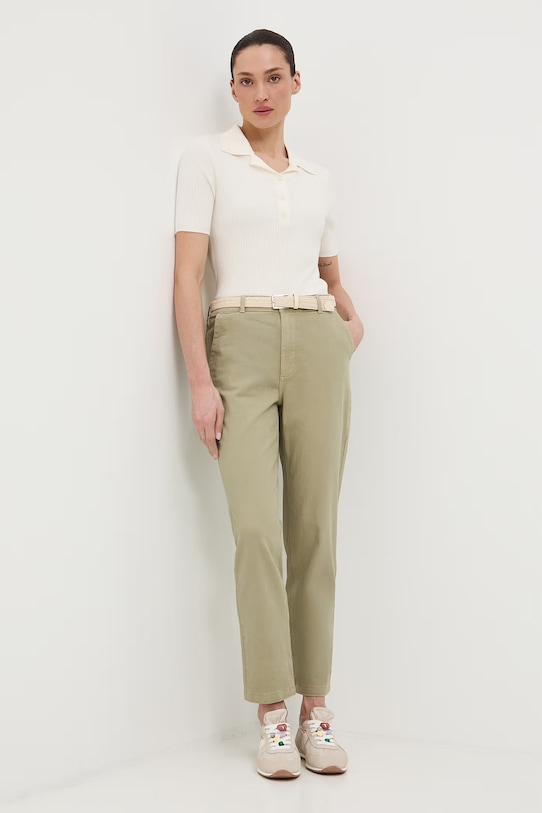 Medicine spodnie chinos damskie bawełniane z elastanem zielony RS26-SPD040