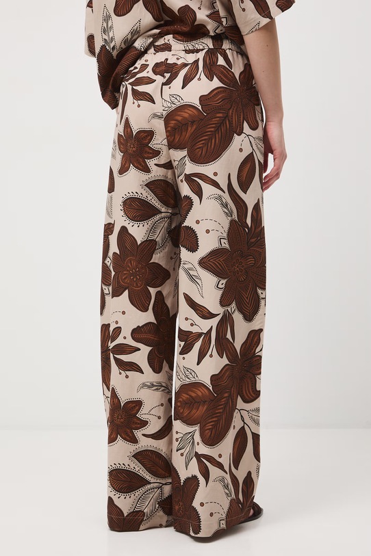 Odzież Spodnie wide leg damskie z dodatkiem lnu RS26-SPD070 beżowy