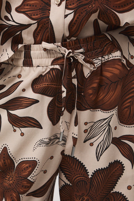 Spodnie wide leg damskie z dodatkiem lnu beżowy RS26-SPD070