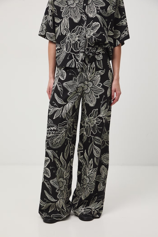 Medicine wide leg női vászon nadrág fekete RS26-SPD070