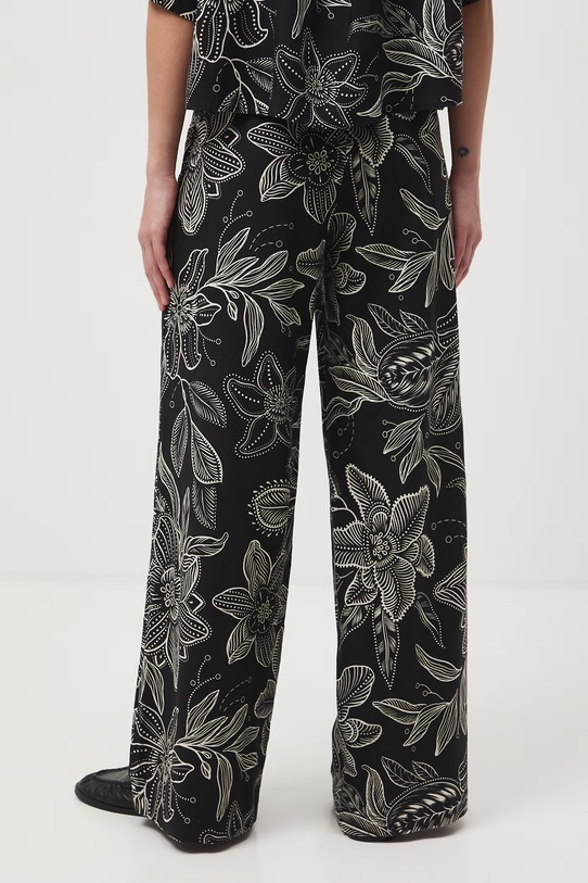 Odzież Spodnie wide leg damskie z dodatkiem lnu RS26-SPD070 czarny