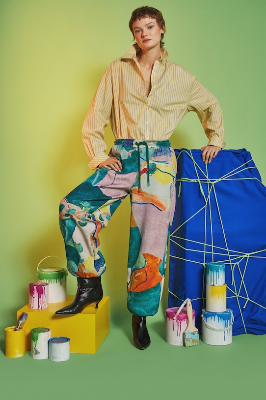 Tepláky z kolekcie Eviva L'arte pletenina viacfarebná RS26-SPD251