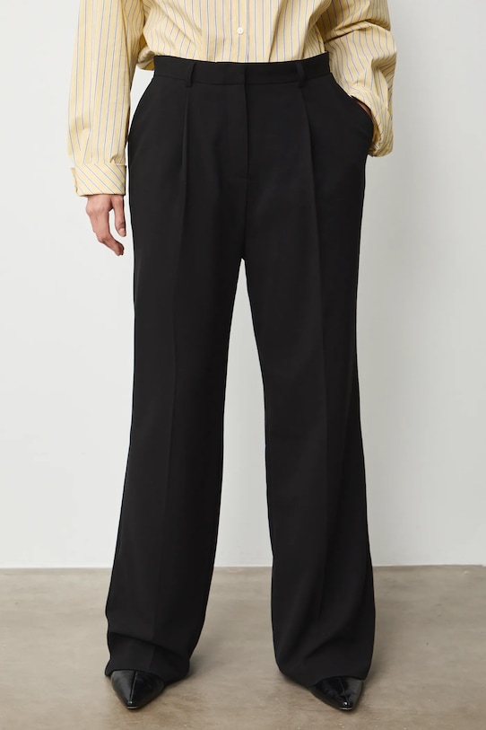 Spodnie damskie wide leg gładkie RS26-SPD300 czarny RS26
